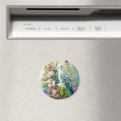 Blaugrün, Parakeet und Blume Magnet (In Situ (Geschirrspüler))