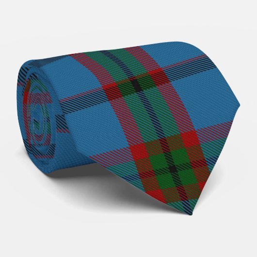 Blaugrün Riese Tartan Karierter Flannel Krawatte (Gerollt)