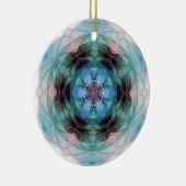 Blaugrün rosa Blumensternmuster Keramik Ornament (Rechts)