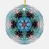 Blaugrün rosa Blumensternmuster Keramik Ornament (Vorne)