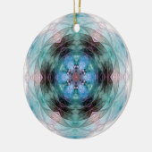 Blaugrün rosa Blumensternmuster Keramik Ornament (Links)