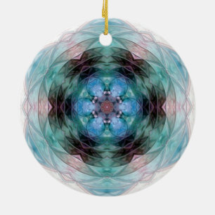 Blaugrün rosa Blumensternmuster Keramik Ornament