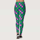 Blaugrün Rosa Kariertes Musterdesign  Leggings (Rückseite)