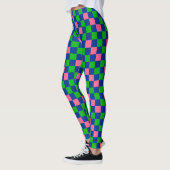 Blaugrün Rosa Kariertes Musterdesign  Leggings (Links)
