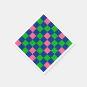 Blaugrün Rosa Karomuster Design Serviette (Ecke)