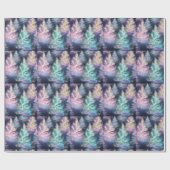 Blaugrün rosa Lila Bäume Moderne Weihnachten Geschenkpapier (Flach)