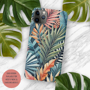 Blaugrün Rosa Orange Blätter Kunst Muster iPhone 16 Pro Max Hülle