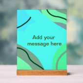 Blaugrün, schwarz, Pastellfarben abstrakt, Namenst Acrylschild (Neutral)