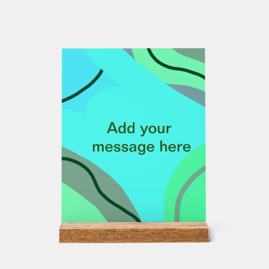 Blaugrün, schwarz, Pastellfarben abstrakt, Namenst Acrylschild (Vorderseite)