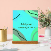 Blaugrün, schwarz, Pastellfarben abstrakt, Namenst Acrylschild (Hochzeit)