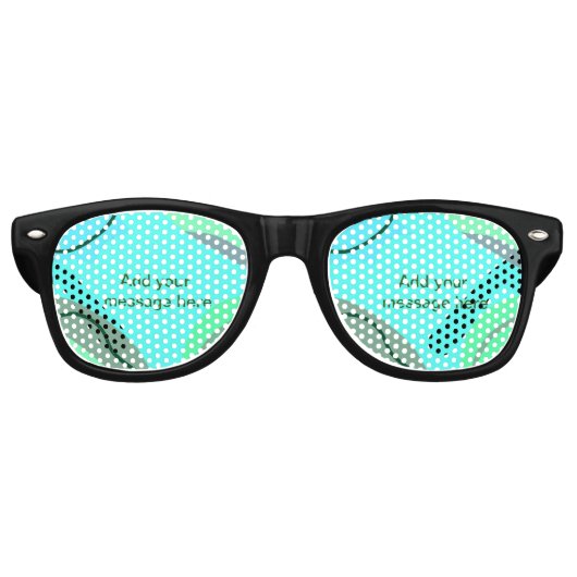 Blaugrün, schwarz, Pastellfarben abstrakt, Namenst Partybrille (Vorderseite)