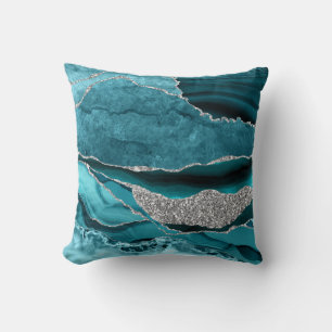 Blaugrün Silber Glitter Luxus Achat Geode Kissen
