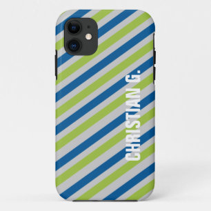Blaugrün Streifen Muster individuelle Name Persona Case-Mate iPhone Hülle