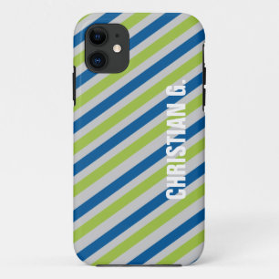Blaugrün Streifen Muster individuelle Name Persona Case-Mate iPhone Hülle
