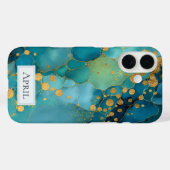 Blaugrün, Türkis & Gold Marmor Case-Mate iPhone Hülle (Rückseite (Horizontal))