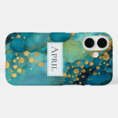 Blaugrün, Türkis & Gold Marmor  Case-Mate iPhone Hülle (Rückseite (Horizontal))