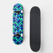 Blaugrün-Türkis-Lila-Hartglas-Mosaik Skateboard (Vorderseite)