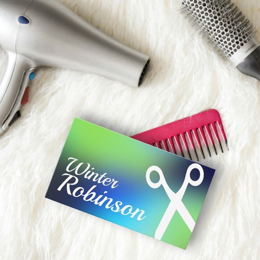 Blaugrün-türkisfarbene Friseurin Visitenkarte