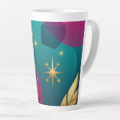 Blaugrün und Fuchsia Moderne Abstraktion mit golde Milchtasse (Rechte Ecke)