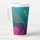 Blaugrün und Fuchsia Moderne Abstraktion mit golde Milchtasse (Linke Ecke)