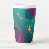 Blaugrün und Fuchsia Moderne Abstraktion mit golde Milchtasse (Vorderseite)