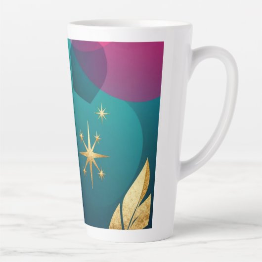 Blaugrün und Fuchsia Moderne Abstraktion mit golde Milchtasse (Rechts)