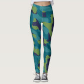 Blaugrün und Türkis getarnt Abstract Leggings (Vorderseite)