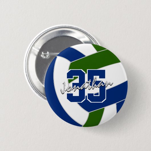 Blaugrün-Volleyballmannschaft Button (Vorne & Hinten)