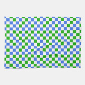 Blaugrün-weiß kariertes Muster Geschirrtuch (Horizontal)