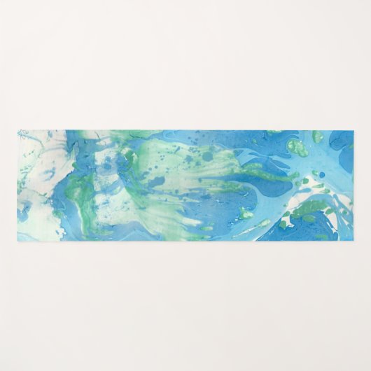 Blaugrün-weiß-moderne abstrakte Designvorlage Yogamatte (Vorderseite (Horizontal))