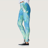 Blaugrün-Weiß-Trendfarben Modernes Abstraktes Temp Leggings (Links)