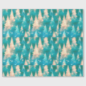 Blaugrün weiße Bäume Moderne Weihnachten Geschenkpapier (Flach)