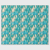 Blaugrün weiße Bäume Moderne Weihnachten Geschenkpapier (Flach)