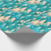 Blaugrün weiße Bäume Moderne Weihnachten Geschenkpapier (Ecke)