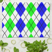 Blaugrün-weißes Argyle-Diamant-Design Geschirrtuch (Gefaltet)