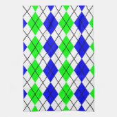 Blaugrün-weißes Argyle-Diamant-Design Geschirrtuch (Vertikal)