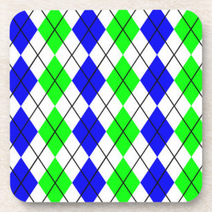 Blaugrün-weißes Argyle-Diamant-Design  Getränkeuntersetzer