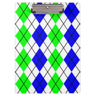 Blaugrün-weißes Argyle-Diamant-Design  Klemmbrett
