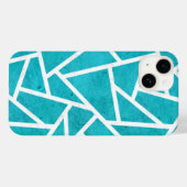 Blaugrün-weißes Mosaikmuster Case-Mate iPhone Hülle (Rückseite (Horizontal))
