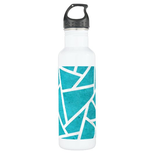 Blaugrün-weißes Mosaikmuster Edelstahlflasche (Vorderseite)