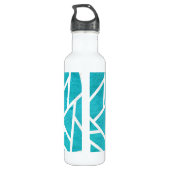 Blaugrün-weißes Mosaikmuster Edelstahlflasche (Rückseite)