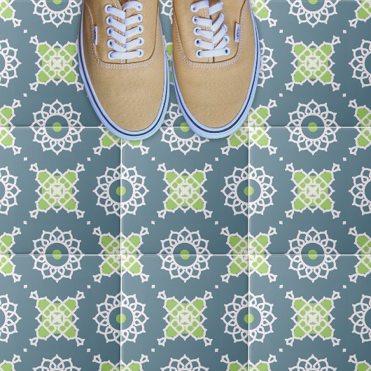 Blaugrün-weißes Mosaikmuster Fliese