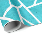 Blaugrün-weißes Mosaikmuster Geschenkpapier (Rolleneckpunkt)