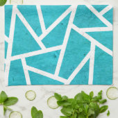 Blaugrün-weißes Mosaikmuster Geschirrtuch (Gefaltet)