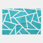 Blaugrün-weißes Mosaikmuster Geschirrtuch (Horizontal)
