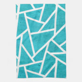 Blaugrün-weißes Mosaikmuster Geschirrtuch (Vertikal)