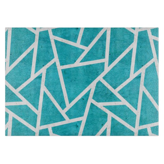 Blaugrün-weißes Mosaikmuster Schneidebrett (Vorderseite)