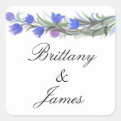 Blaugrün-Wildblumen Quadratischer Aufkleber (Vorderseite)