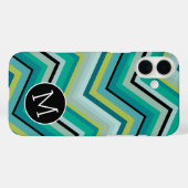 Blaugrün Zickzack Muster Einfache Monogramm Case-Mate iPhone Hülle (Rückseite (Horizontal))
