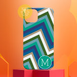 Blaugrün Zickzack Muster Einfache Monogramm iPhone 16 Hülle<br><div class="desc">Blau und Smaragdgrün - Ein funky und helles Design mit einem Bereich für Monogramme oder Namen. Wenn Sie das Kunstwerk anpassen oder den Schriftart ändern möchten,  können Sie auf den Bereich anpassen klicken. Dies führt Sie zum Design-Tool,  mit dem Sie viele Änderungen vornehmen können.</div>